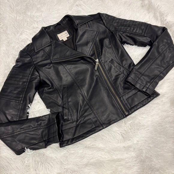 Melrose and Market Women's Black Vegan Leather Moto Jacket XS - Picture 2 of 11